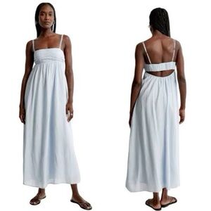 Abercrombie & Fitch Maxi Dress Blue Crinkle Textured